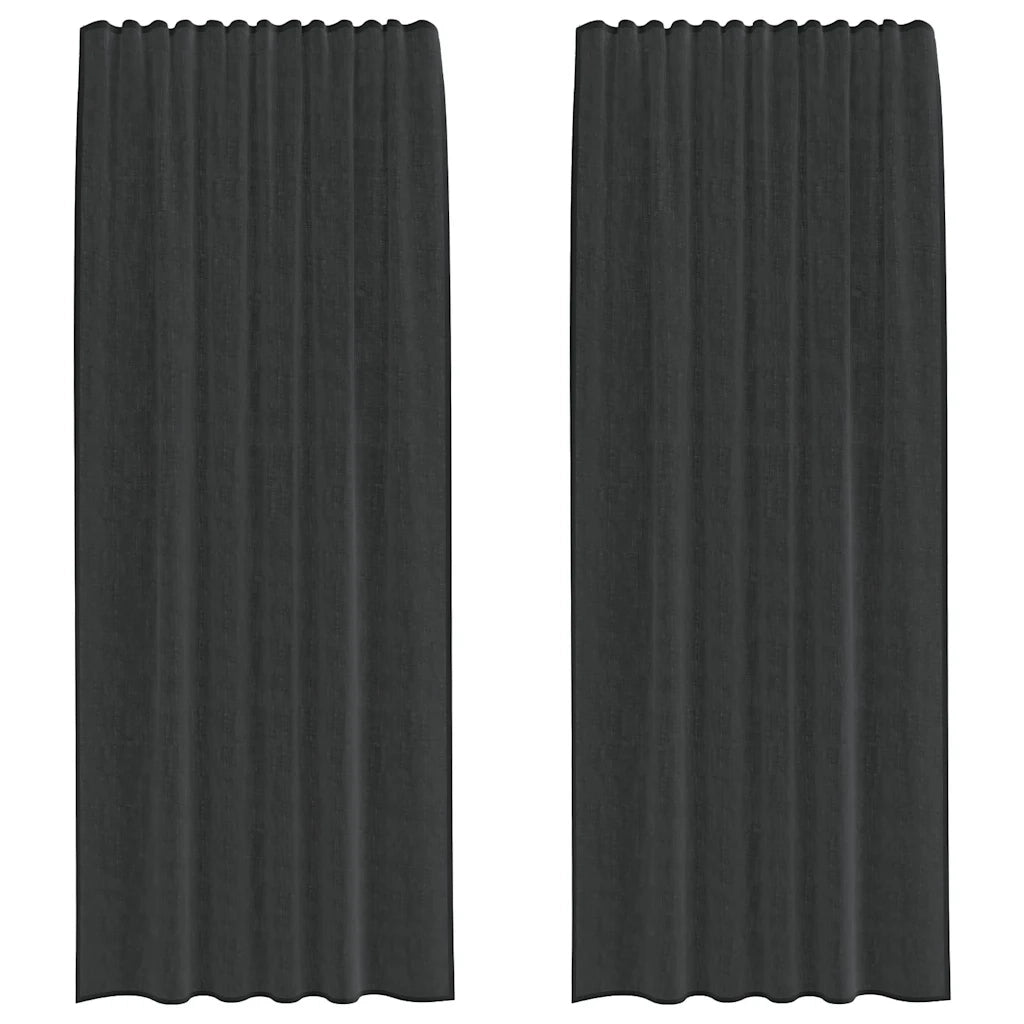 Tende in Voile con Tasche per Aste 2 pz Nero 4102169