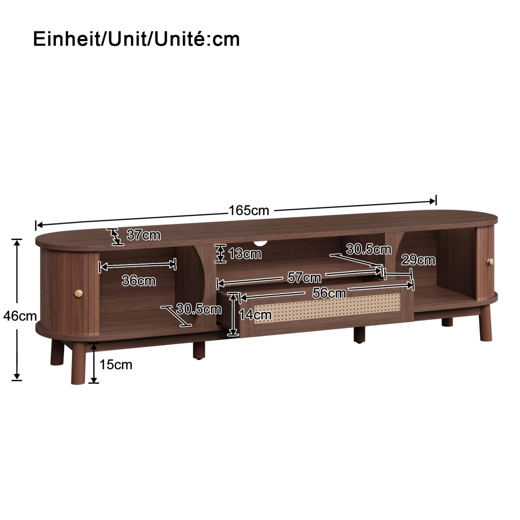 MOBILE TV con Ante e Cassetti 165x37x46 cm MDF Noce