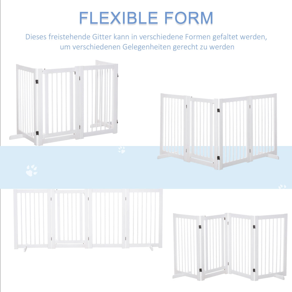 Cancello di Sicurezza per Cani ¨C Minimal ¨C 220x91 cm Bianco Legno 4 Pannelli
