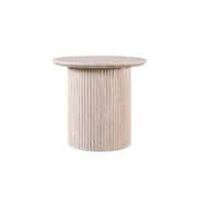 Table bassa VAGOS – Colore rovere chiaro – Tavolino rotondo Ø50 cm – MDF – Design moderno e naturale