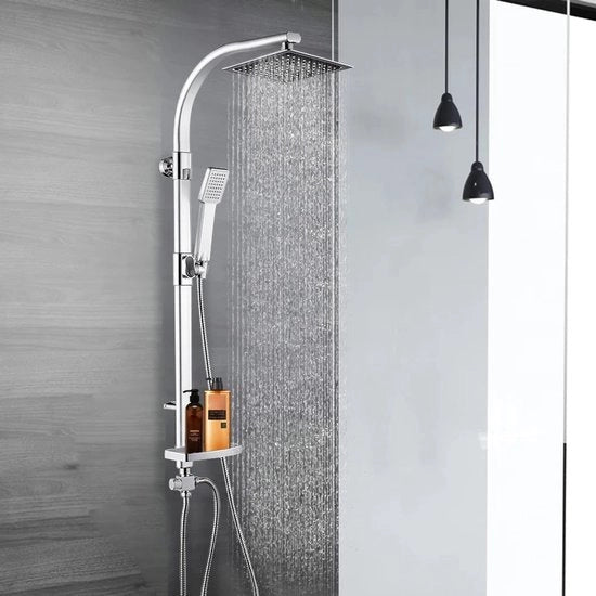 Set d'arredo bagno con colonnina in acciaio inossidabile, sistema di doccia a parete con testa di doccia, piastra di doccia

Specifiche tecniche:
- Materiale: acciaio inossidabile
- Montaggio: a parete