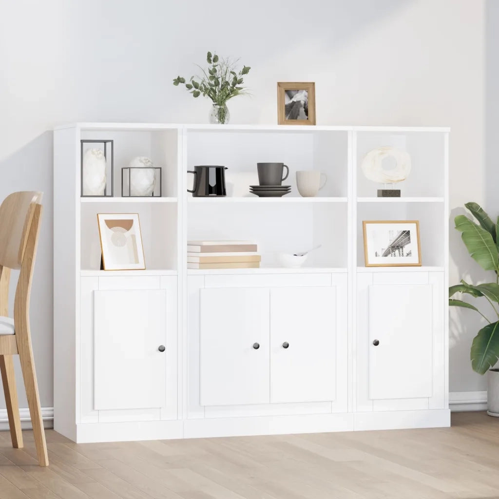 Credenze 3 pz | Madia | Buffet da pranzo | Armadio da pranzo Bianche in Legno Multistrato