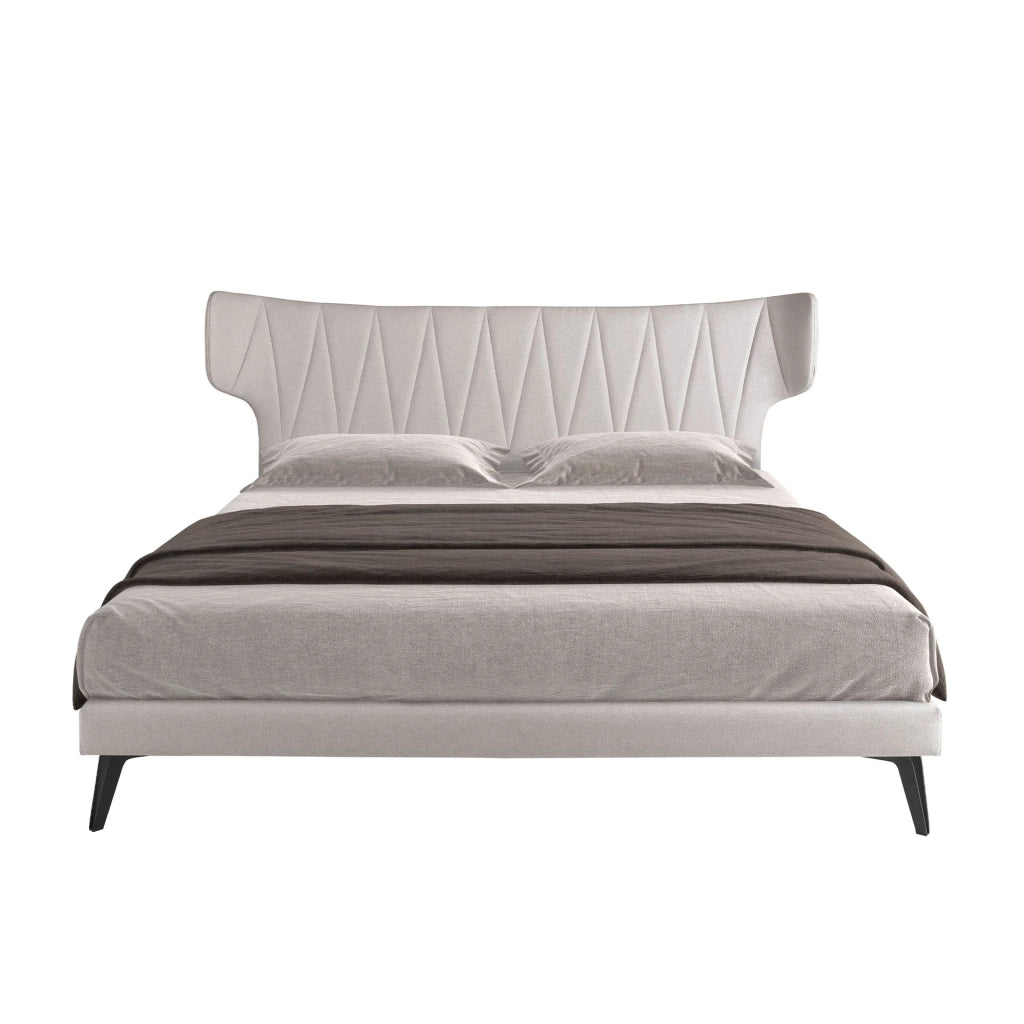 Letto in tessuto grigio chiaro