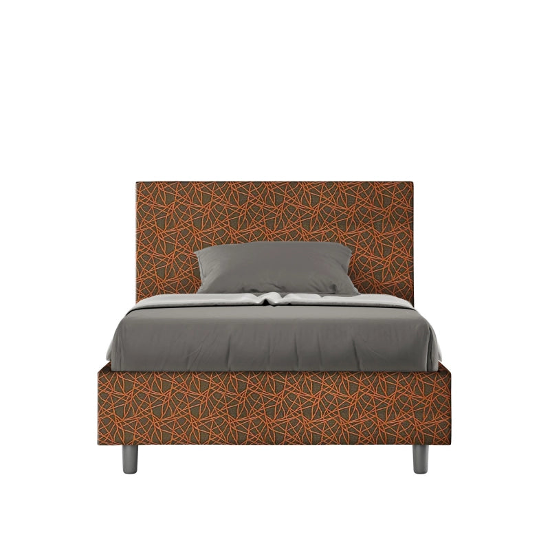 Letto imbottito 1 piazza e mezza 120x210 cm tessuto Era Adele - Senza rete,Arancione