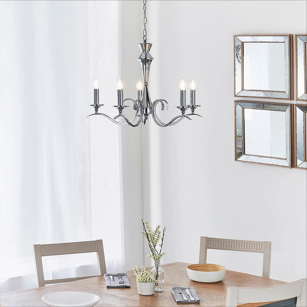 Lampadario Kora Endon cromato 5 luci E14 dimmerabile