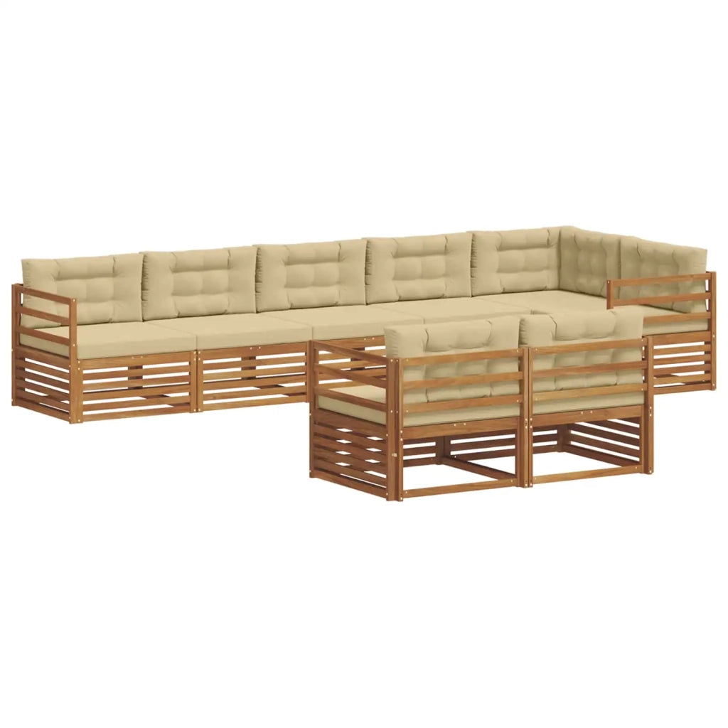 Set di divani da esterno con cuscino 8 pcs Naturale e Beige 3373643