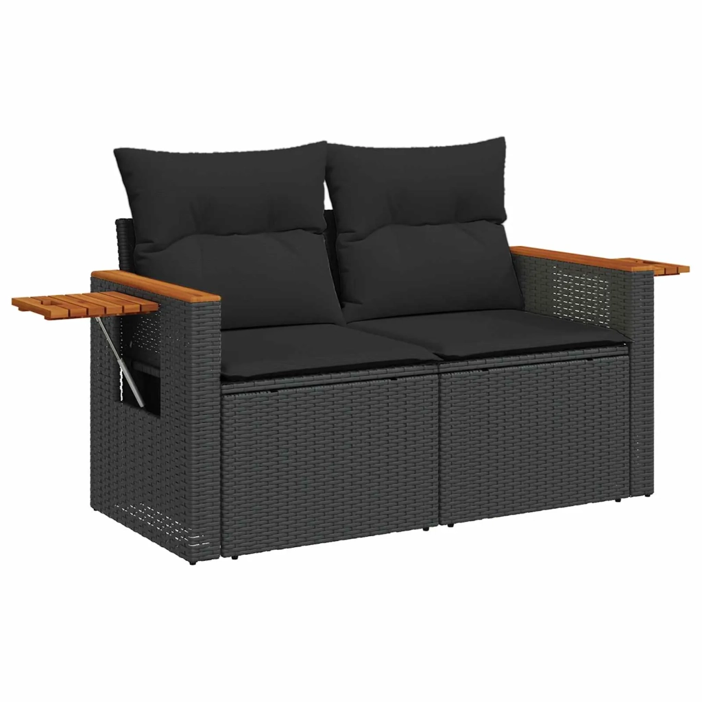 Set Divano da Giardino 9 pcs Nero polyrattan 3362999