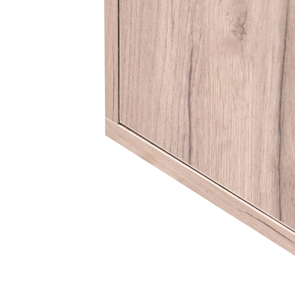 Armadio in truciolato marrone chiaro 100 x 35 x 190 cm con appendiabiti scarpiera mobile da ingresso ante a specchio stile moderno