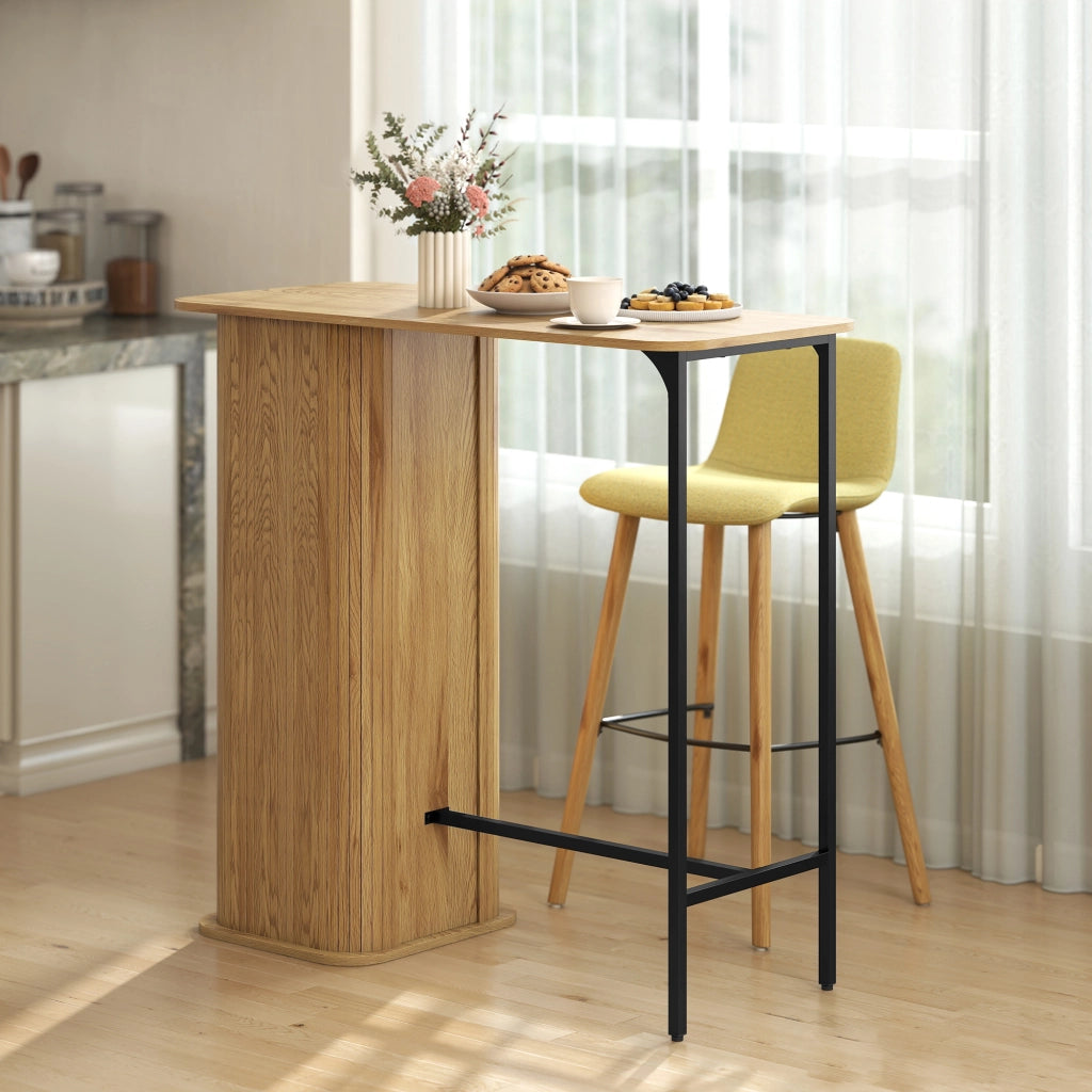 Tavolo da Bar con 3 Ripiani ¨C Zephmum ¨C Legno Naturale 112x50x106cm