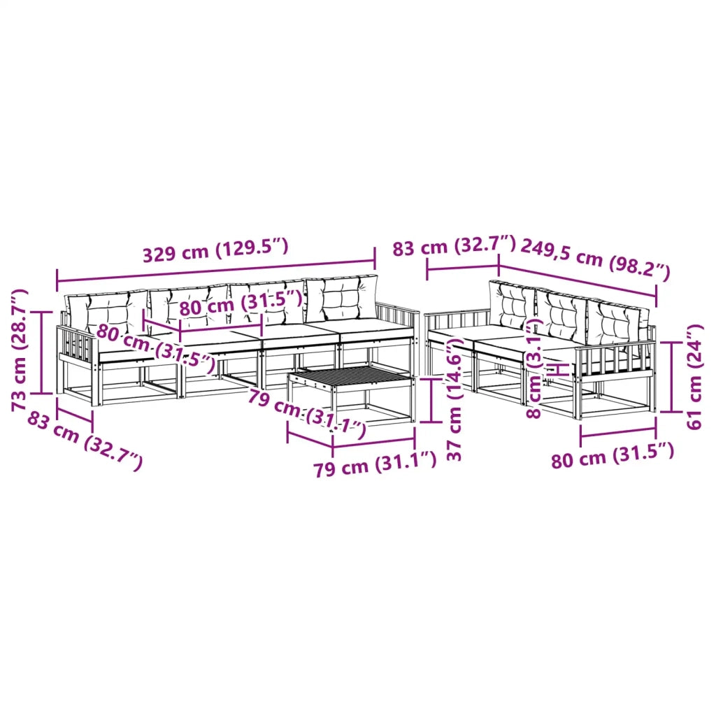 Set di divani da esterno 7 pz Bianco e Antracite 3386161