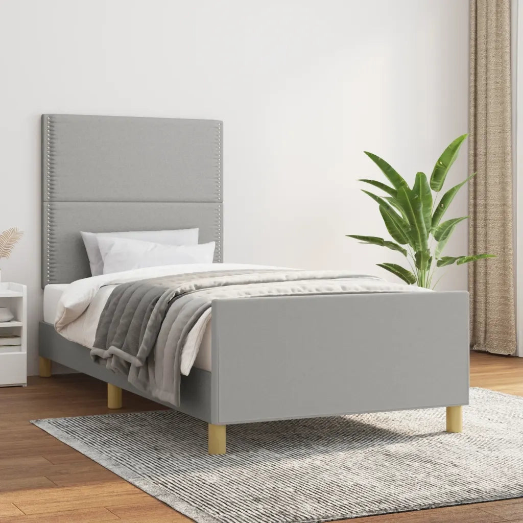 Letto singolo | Letto per adulti | Giroletto senza Materasso Grigio Chiaro 90x200 cm Tessuto
