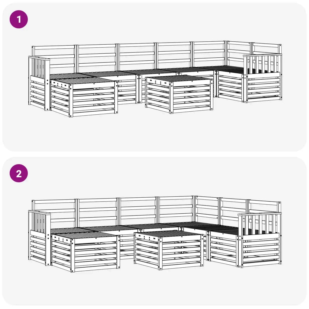 Set di divani da esterno 8 pcs Bianco 59 x 59 x 37 cm 3392224