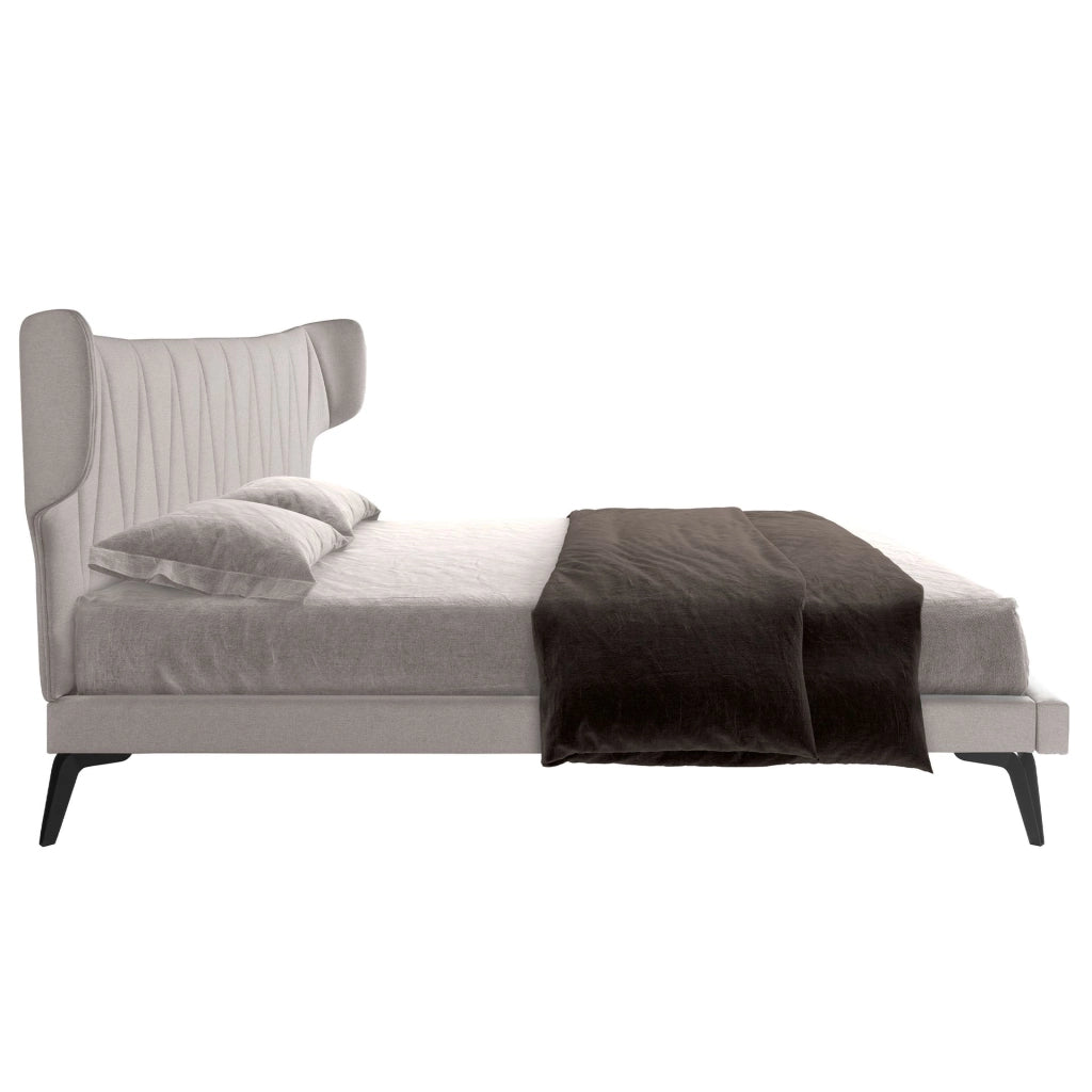 Letto in tessuto grigio chiaro