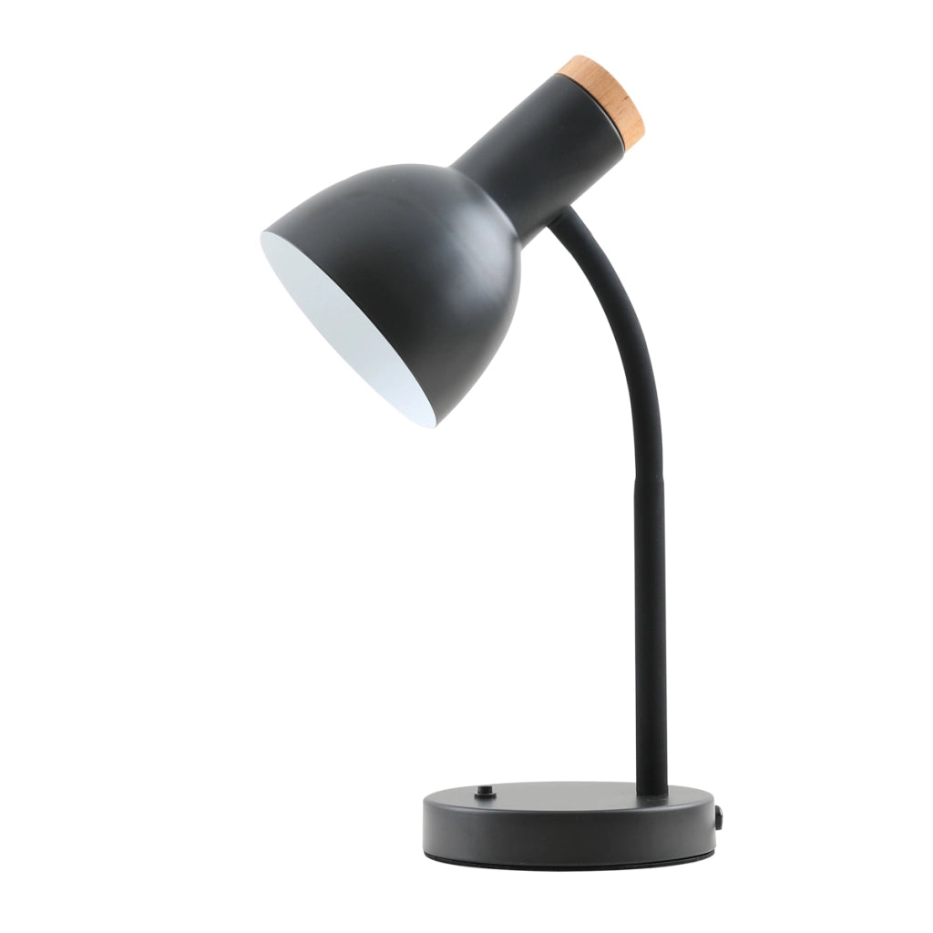 Lampada da scrivania nera/legno SENZA Italux E27 5W