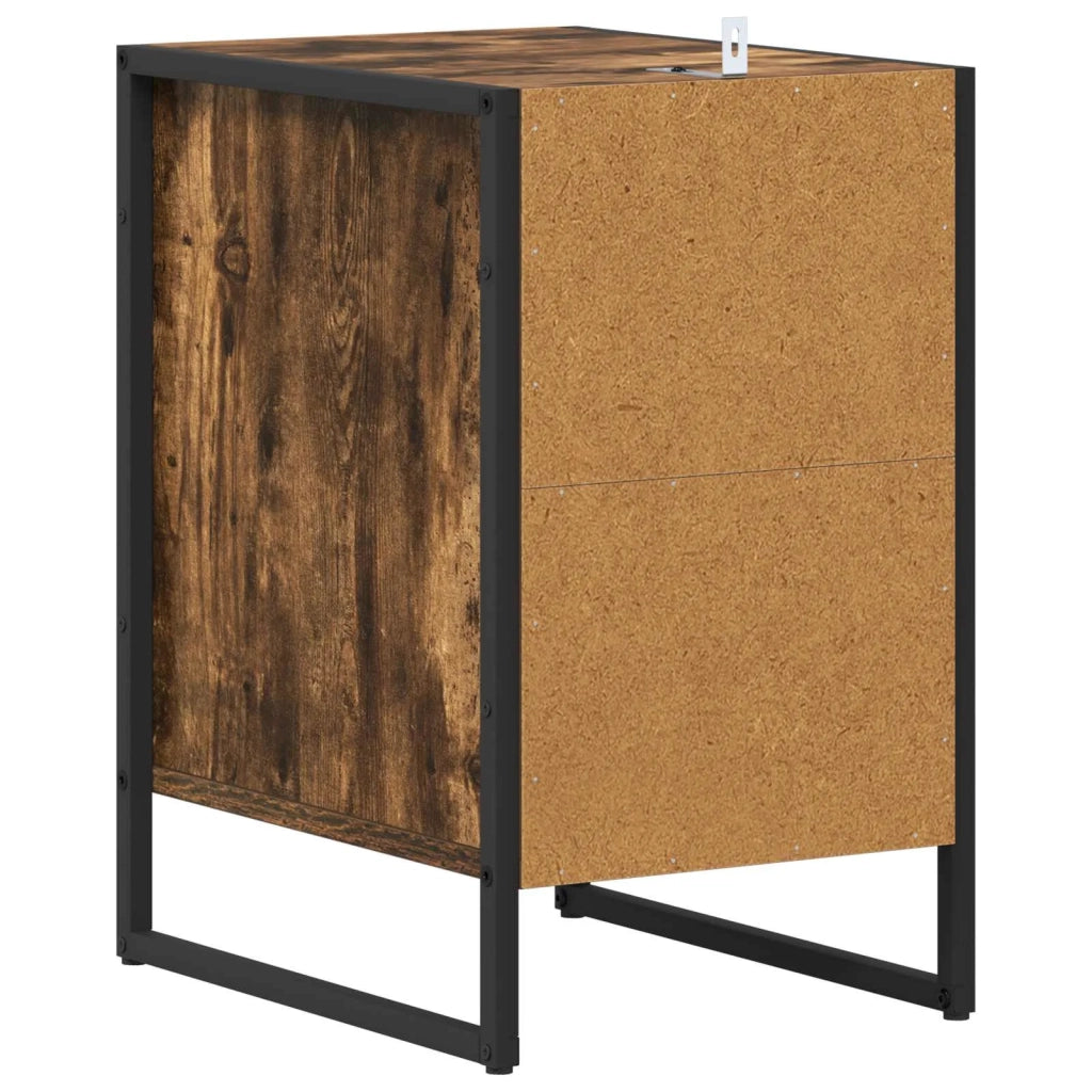 Comodino con cassetto 2 pz-Set di 2 Tavolino da notte Quercia Fumosa 39,5 x 30 x 50 cm