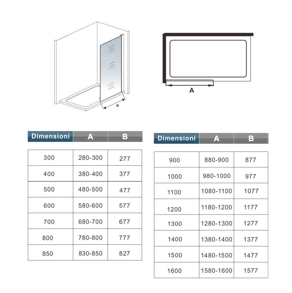 Box Doccia Walk In 85x200 cm Parete Fissa Vetro 8 mm Trasparente Anticalcare Oro Spazzolato con Barra Stabilizzatrice 73-120 cm