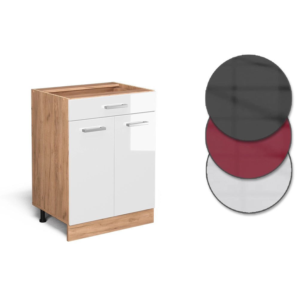 Vicco Mobiletto base per cucina Bianco lucido 60 cm PL Marmo