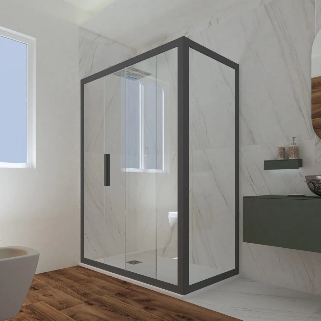 Box doccia scorrevole 75x100 CM H 200 Vetro Trasparente Profilo Antracite mod. Deco Duo
