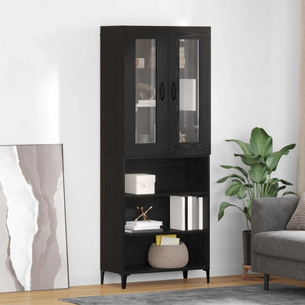 Credenza-Buffet-Armadio da cucina Rovere Nero 69,5 x 34 x 180 cm Legno multistrato 386081