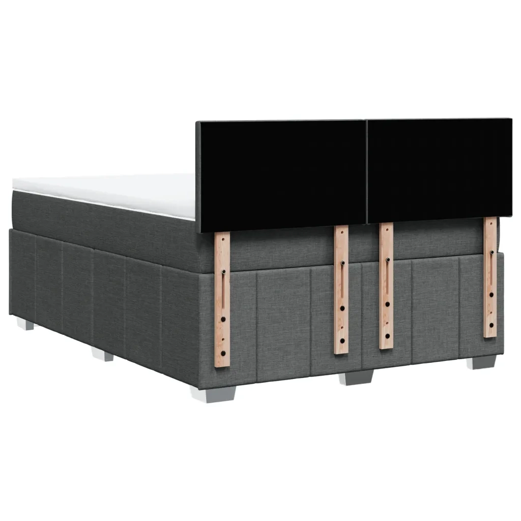 Giroletto a Molle con Materasso Grigio Scuro 160x200 cm Tessuto