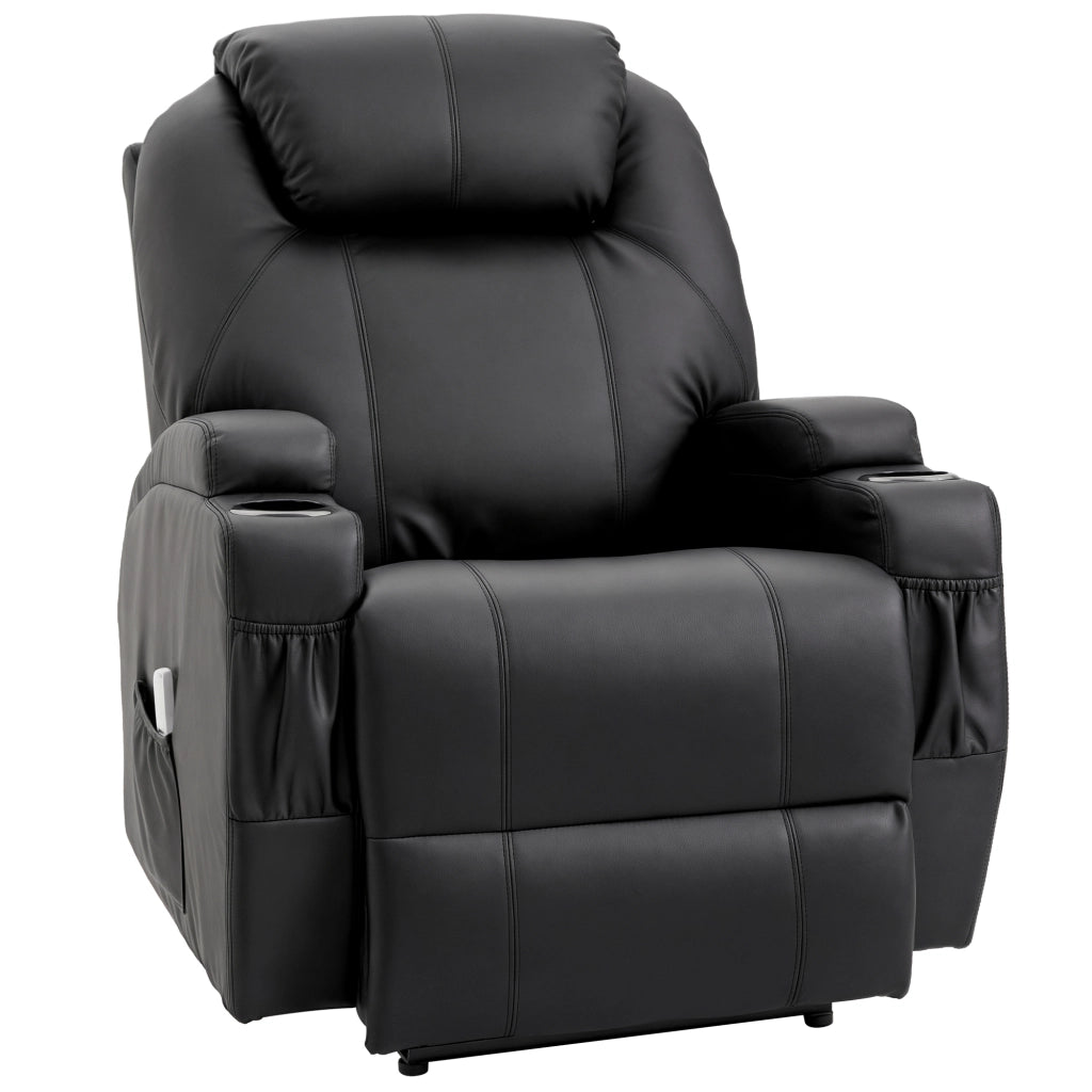 Poltrona Massaggiante Reclinabile Elettrica ¨C Minimal ¨C Rivestimento in Similpelle Nero