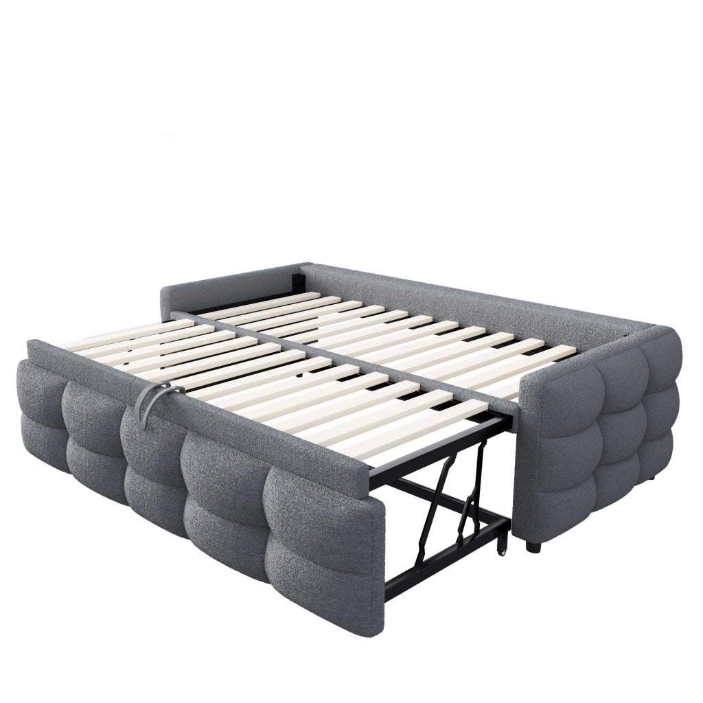 Divano letto estraibile in velluto - Zephmum- 90x190 cm, struttura in legno, grigio