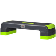Stepper aerobico, altezza regolabile su 3 livelli, portata massima 150 kg, dimensioni 78 x 28 x 20 cm, colore grigio/verde.