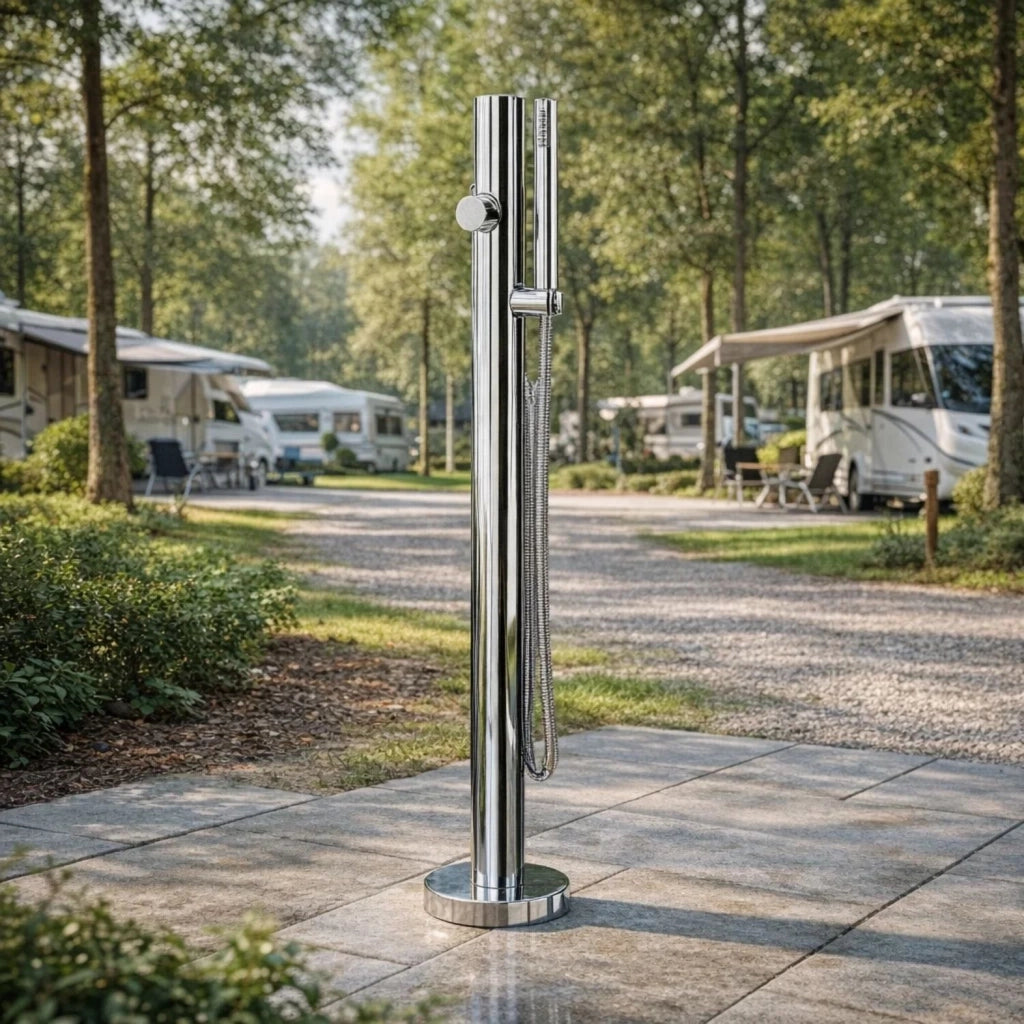 Fontana da giardino colonna esterno sambuco acciaio inox con miscelatore 100cm *** confezione 1