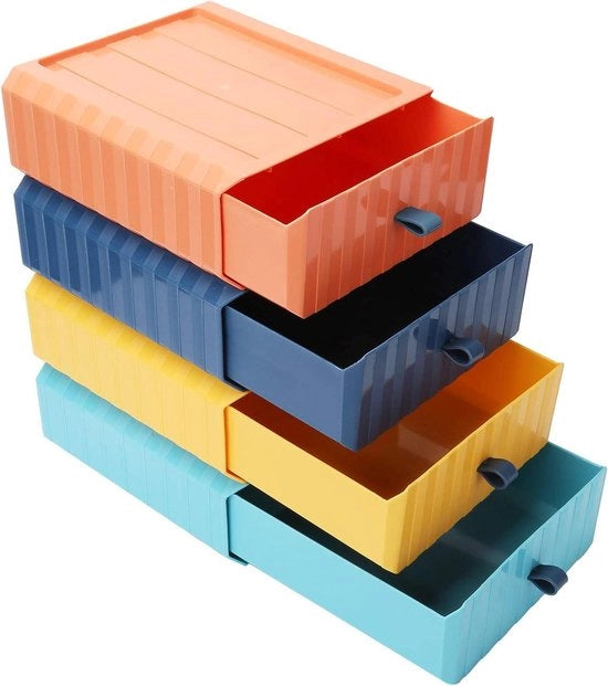 Cassa di archiviazione a strati di plastica - Cassa da scrivania stivabile per cosmetici
