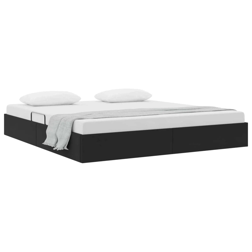 Letto matrimoniale | Letto per adulti | Letto ottomano con archiviazione Nero 180 x 200 cm Velluto