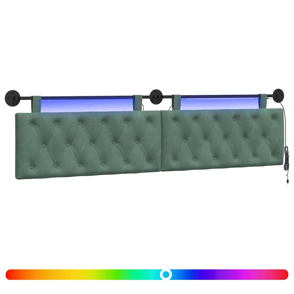 Testiera sospesa Con luce LED Verde Mare Velluto 3424733