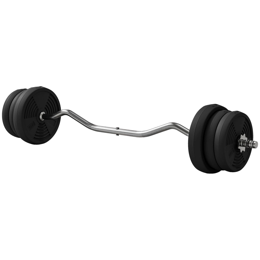Set Manubri 25 kg ¨C Xylo ¨C Barra Lunga Dischi Pesi Impugnatura Antiscivolo ? 25x120cm Nero
