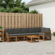 Set di divani da esterno 7 pz Naturale e Antracite Poliestere 3385268