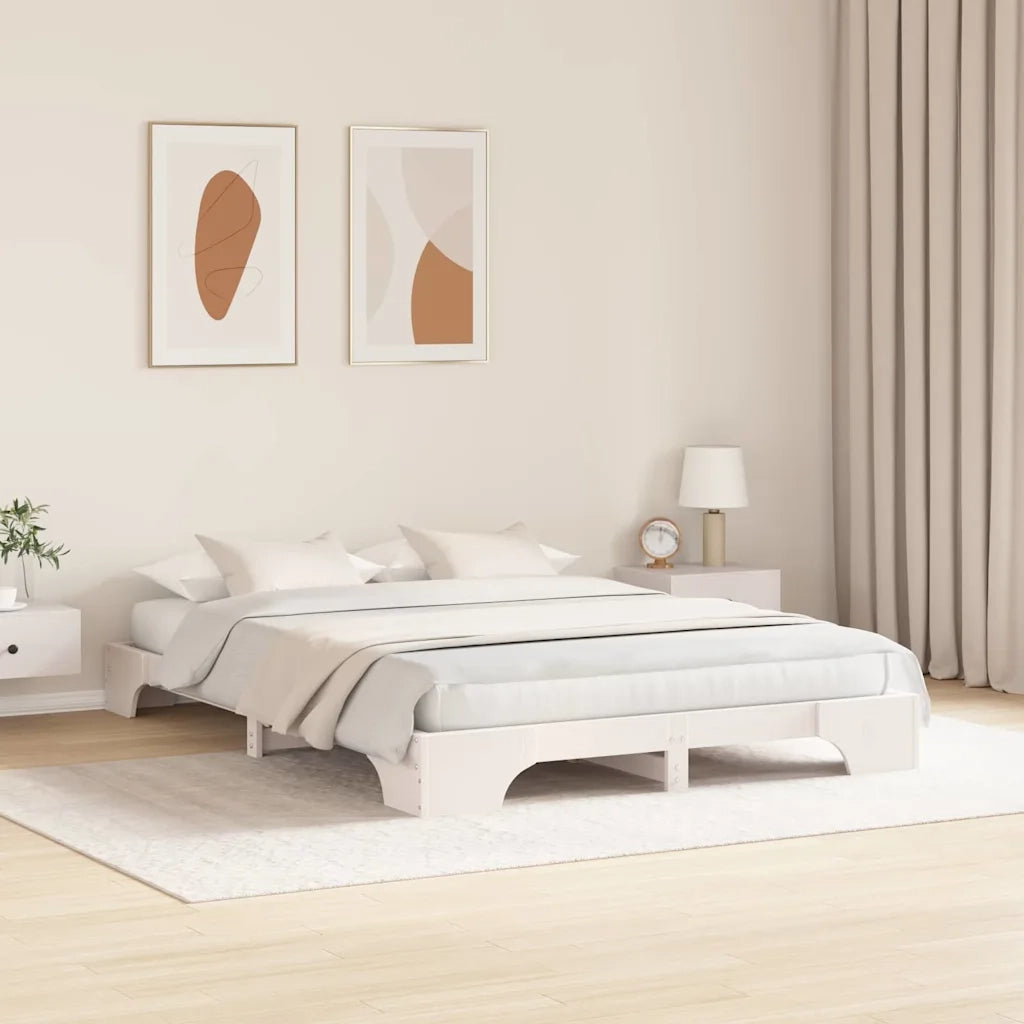 Letto matrimoniale | Letto per adulti | Struttura del letto Bianco 160 x 200 cm Pino massello