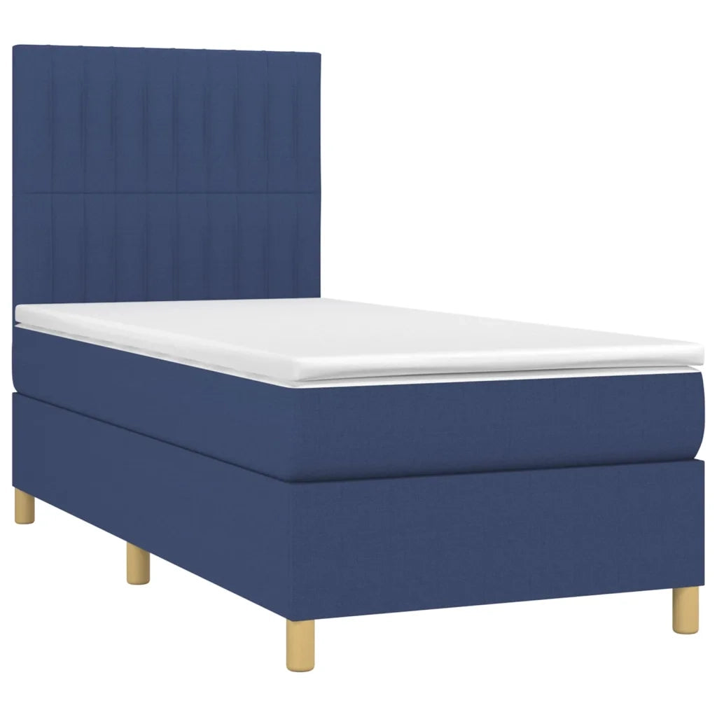 Letto a Molle con Materasso e LED Blu 100x200cm in Tessuto 3135579