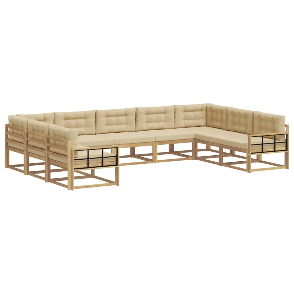 Set di divani da esterno con cuscino 9 pcs Bianco e Beige 3387047