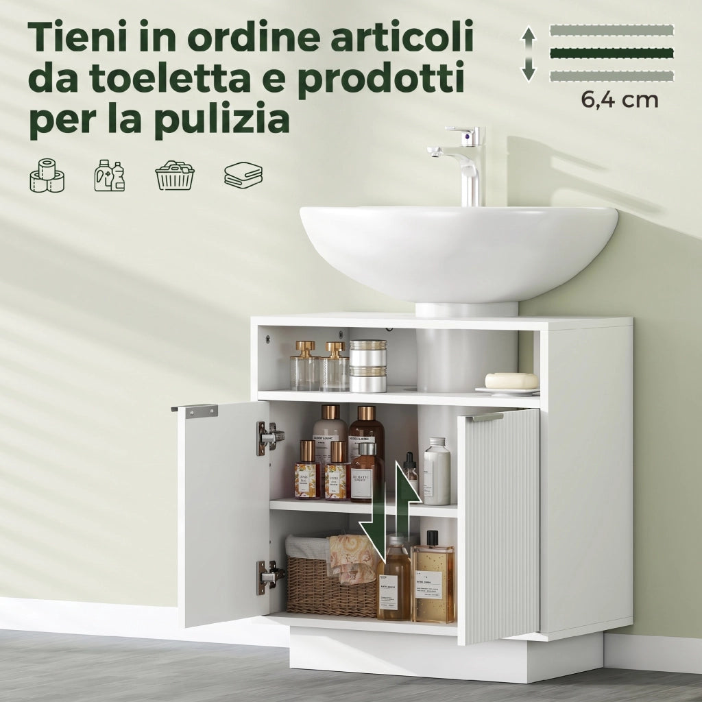 Mobile Sottolavabo Bagno con Ripiano Regolabile ¨C Xylo ¨C Legno Bianco 60x33x63 cm