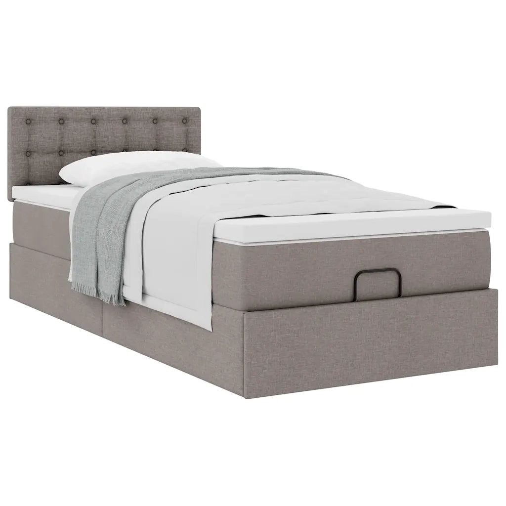 Struttura Letto Pouf con Materasso Tortora 80x200 cm in Tessuto