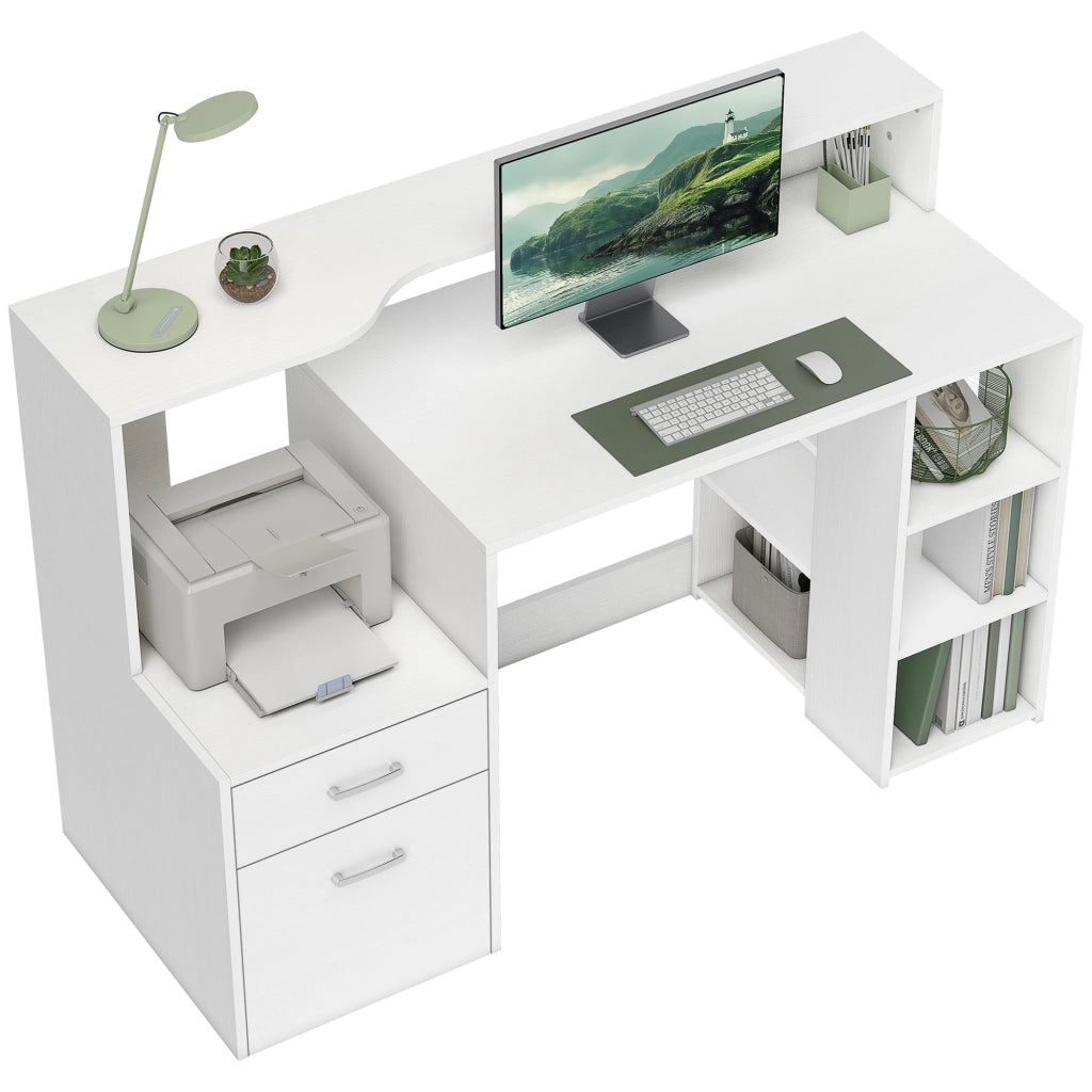 Scrivania con cassetti e scaffale ¨C Minimal ¨C 137x55x92 cm bianco