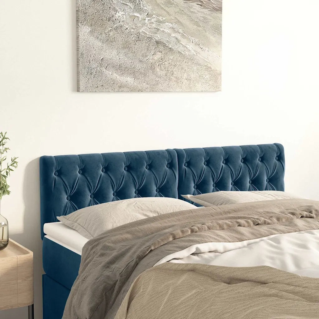 Testiera | Testata Blu Scuro 160x7x78/88 cm in Velluto