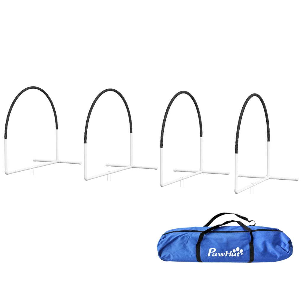 Set Agility Dog 4 Pezzi con 4 Picchetti e Borsa da Trasporto, 89x69x99 cm, Bianco e Nero