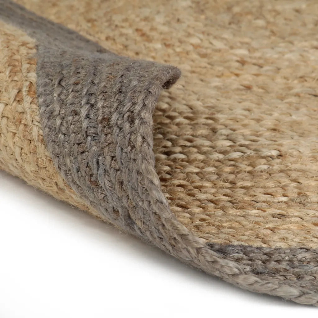 Tappeto Lavorato a Mano in Juta con Bordo Grigio 120 cm 133675
