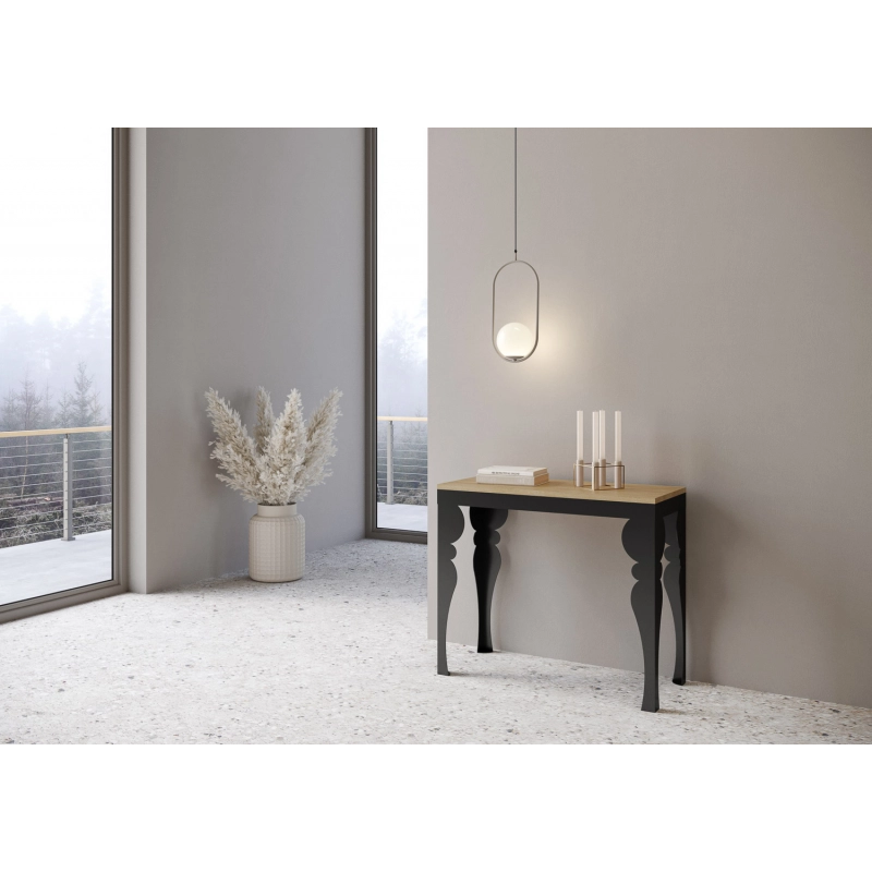 Consolle allungabile 90x40/300 cm Paxon Evolution telaio Antracite - Quercia Natura