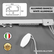 Binario Scorritenda Lineare da Soffitto in Alluminio Bianco con Movimento a Corda Apertura Centrale - Riloga Bastone per Tenda 180cm
