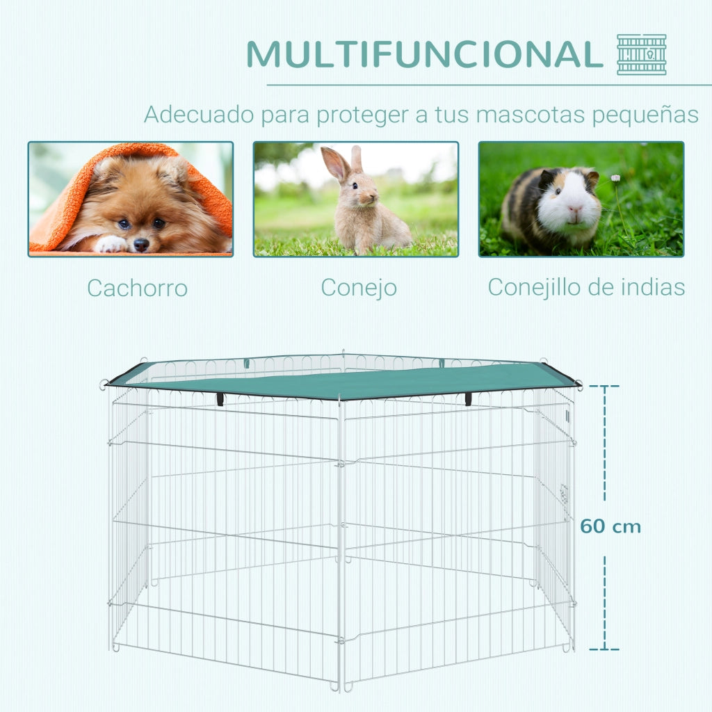 Recinto per Cani 6 Pannelli Pieghevole con Porta e Tetto ¨C Zephmum ¨C Grigio 59x60 cm