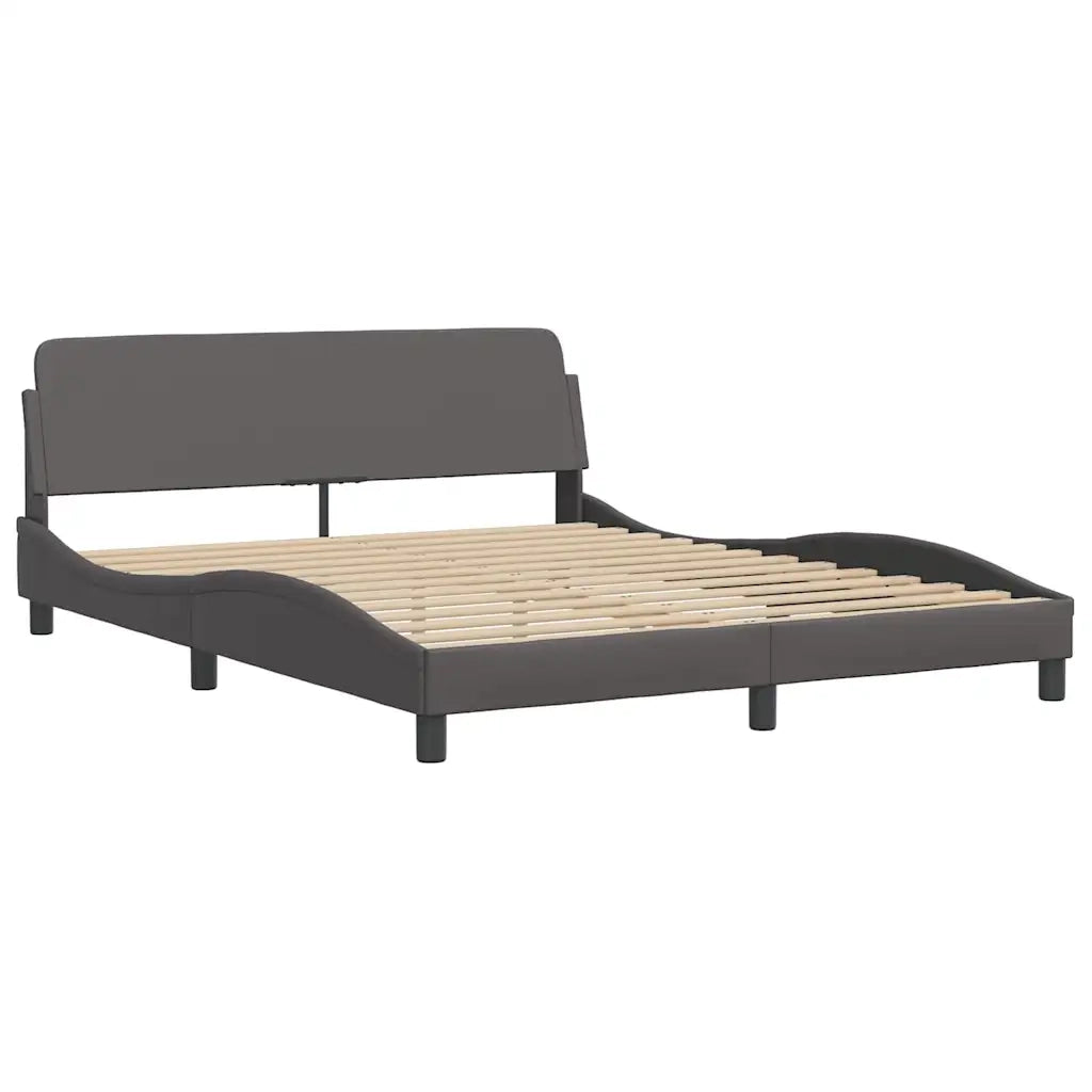 Giroletto Viana senza Materasso-Struttura Letto Grigio 160x200 cm in Similpelle