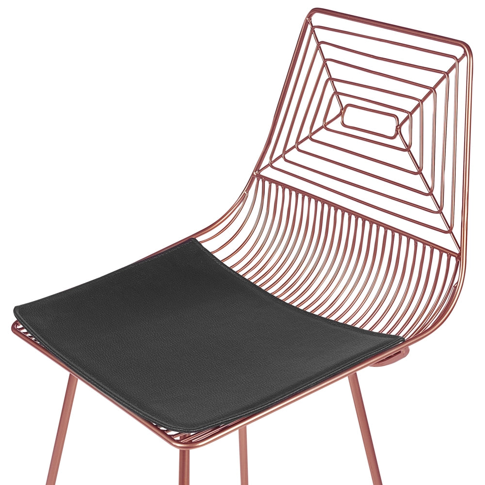Set di 2 sgabelli in metallo oro rosa con imbottitura in pelle stile moderno contemporaneo