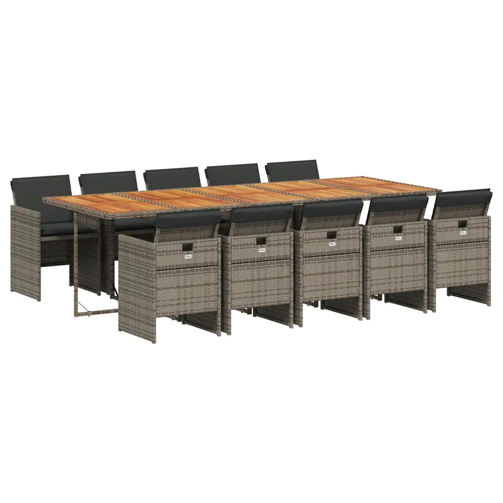 Set da Pranzo da Giardino 11pz con Cuscini in Polyrattan Grigio 3210578