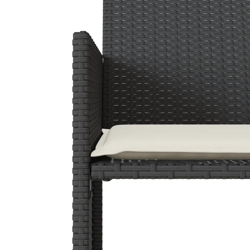 Divano Giardino 2 Posti con Tavolo e Sgabelli Nero Polyrattan 4003890