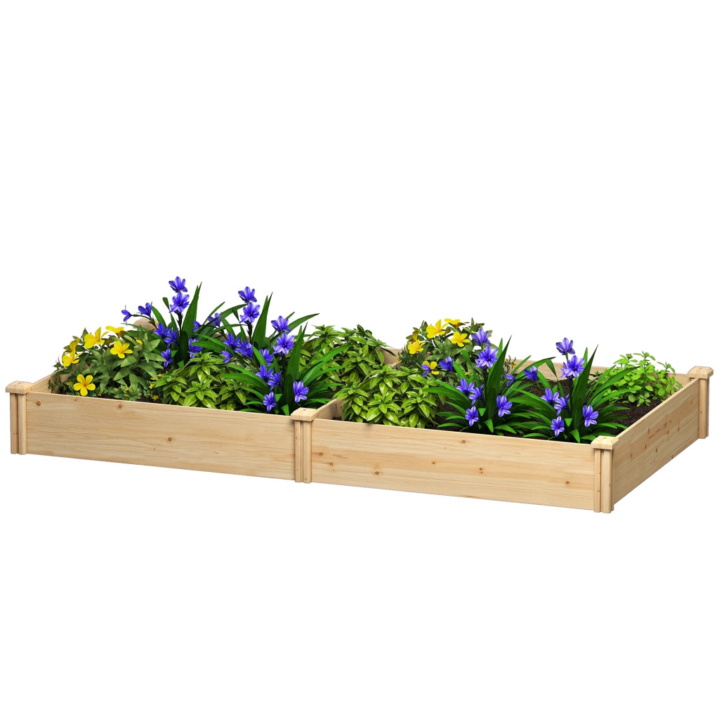 Giardino Urbano Elevato in Legno con Divisore e Base Aperta ¨C zephmum ¨C 235x121x26 cm Naturale